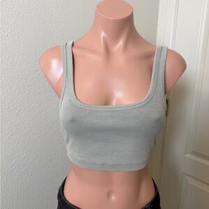 Zara Gray Ribbed Crop Top Tank Sz M